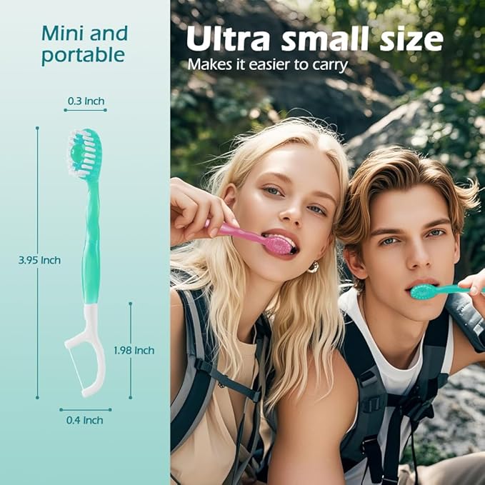 5 in 1 Mini Toothbrush & Floss & Tongue Scraper & Toothpick Set