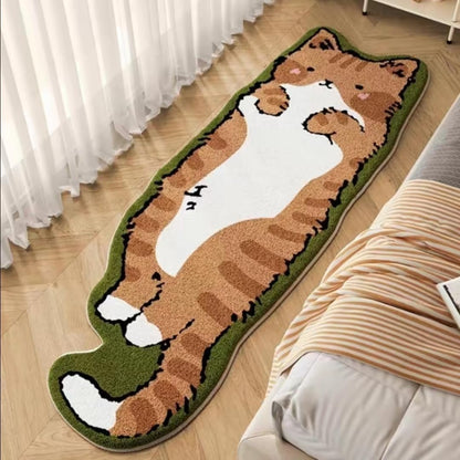Whimsical Cat-Shaped Handmade Rug