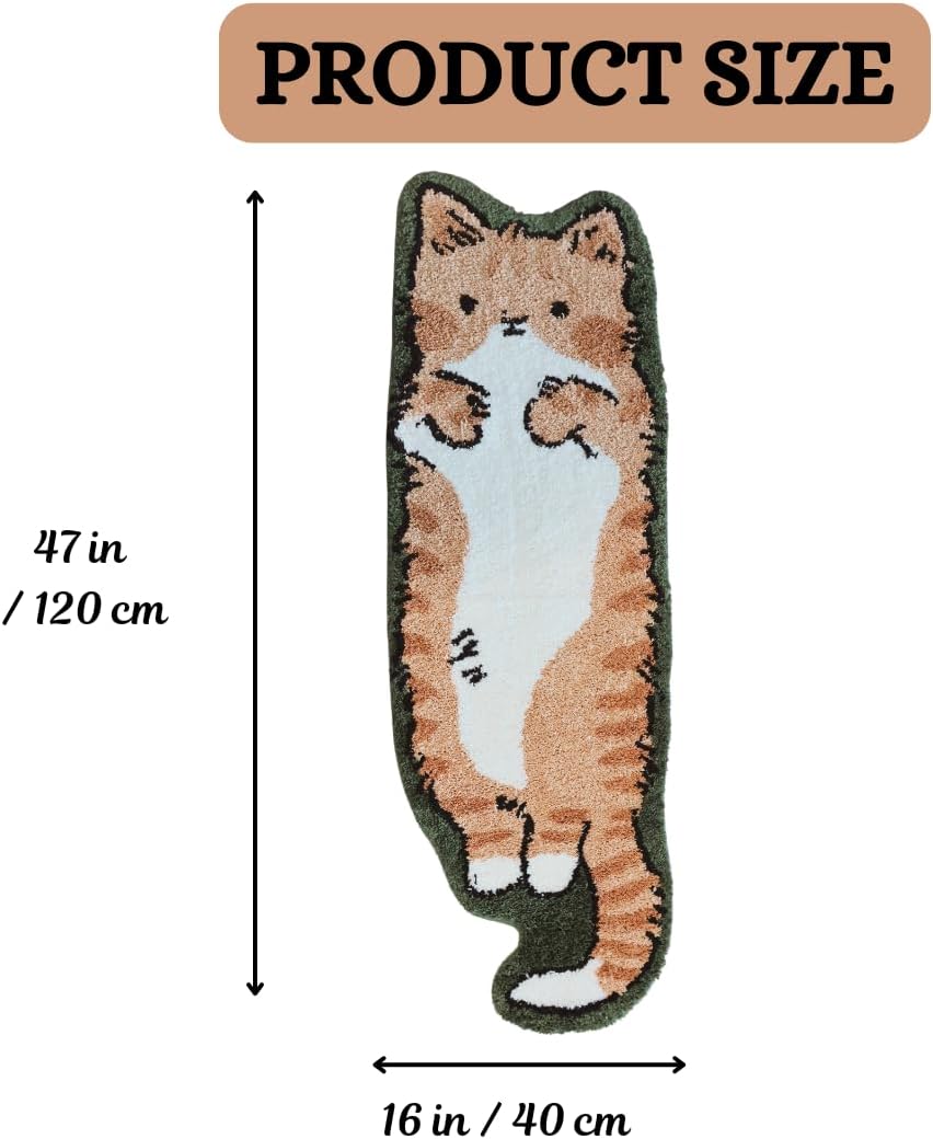 Whimsical Cat-Shaped Handmade Rug