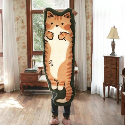 Whimsical Cat-Shaped Handmade Rug