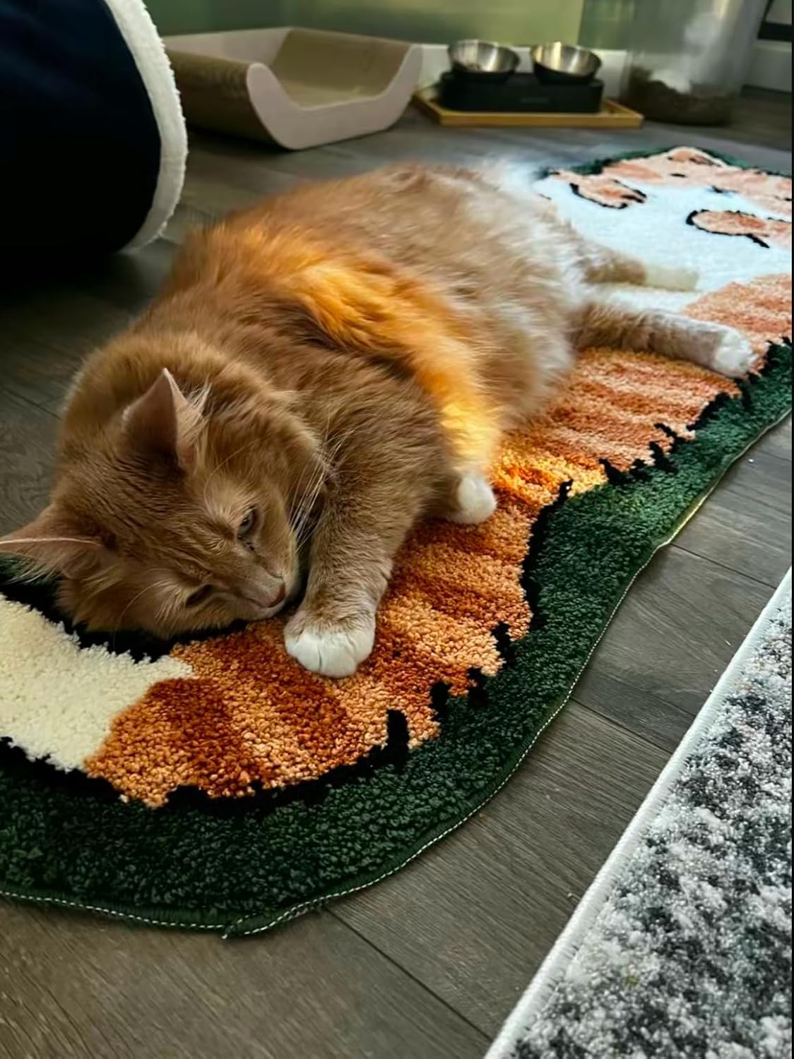 Whimsical Cat-Shaped Handmade Rug