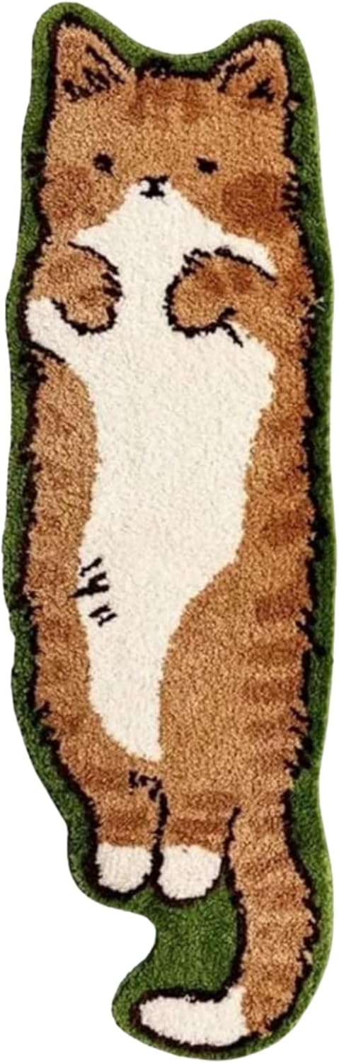 Whimsical Cat-Shaped Handmade Rug