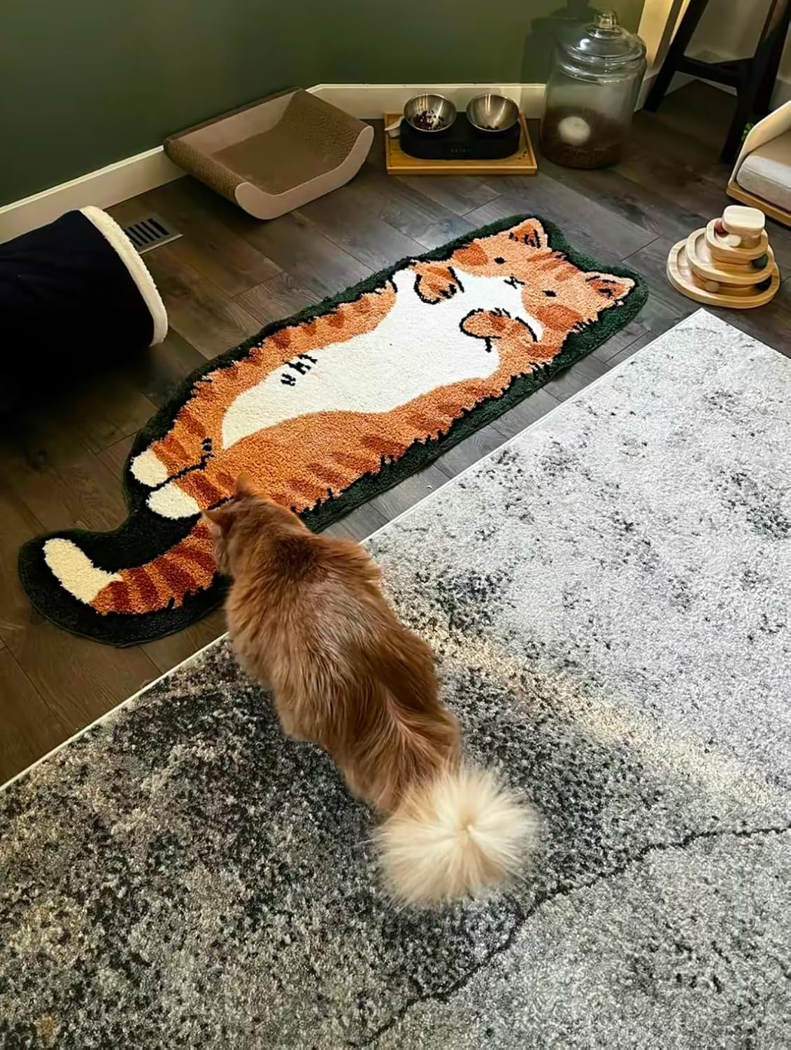 Whimsical Cat-Shaped Handmade Rug