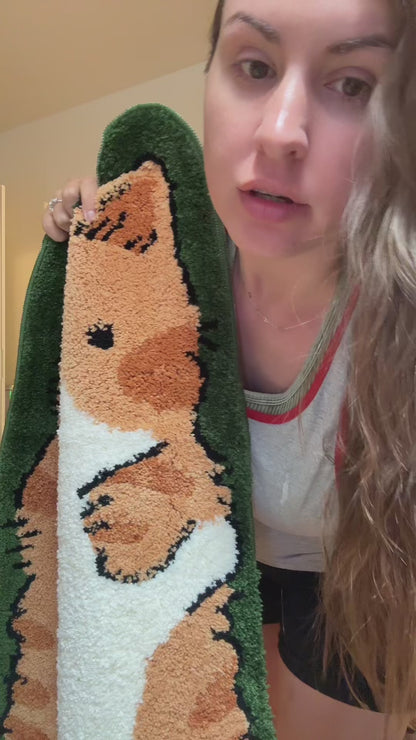 Whimsical Cat-Shaped Handmade Rug