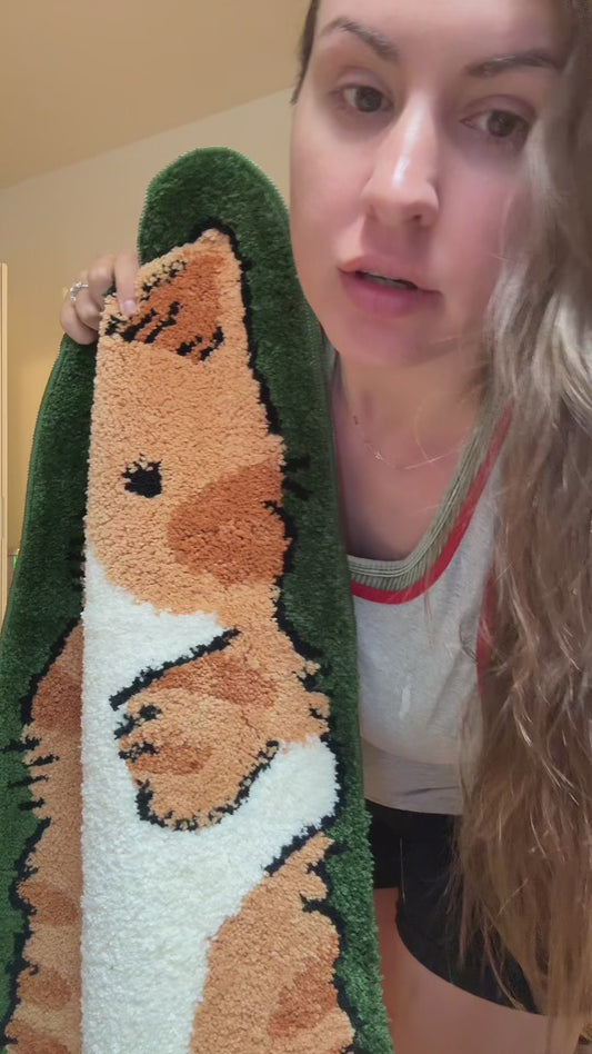 Whimsical Cat-Shaped Handmade Rug